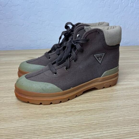 Guess Boots Mens 5 Canvas Gum Base Hiking Mid Top Vintage 90’s - Picture 12 of 14